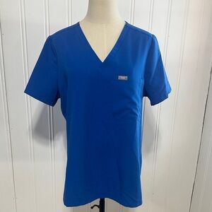 Figs Catarina One Pocket Royal Blue Scrub Top Size Large L Technical Collection